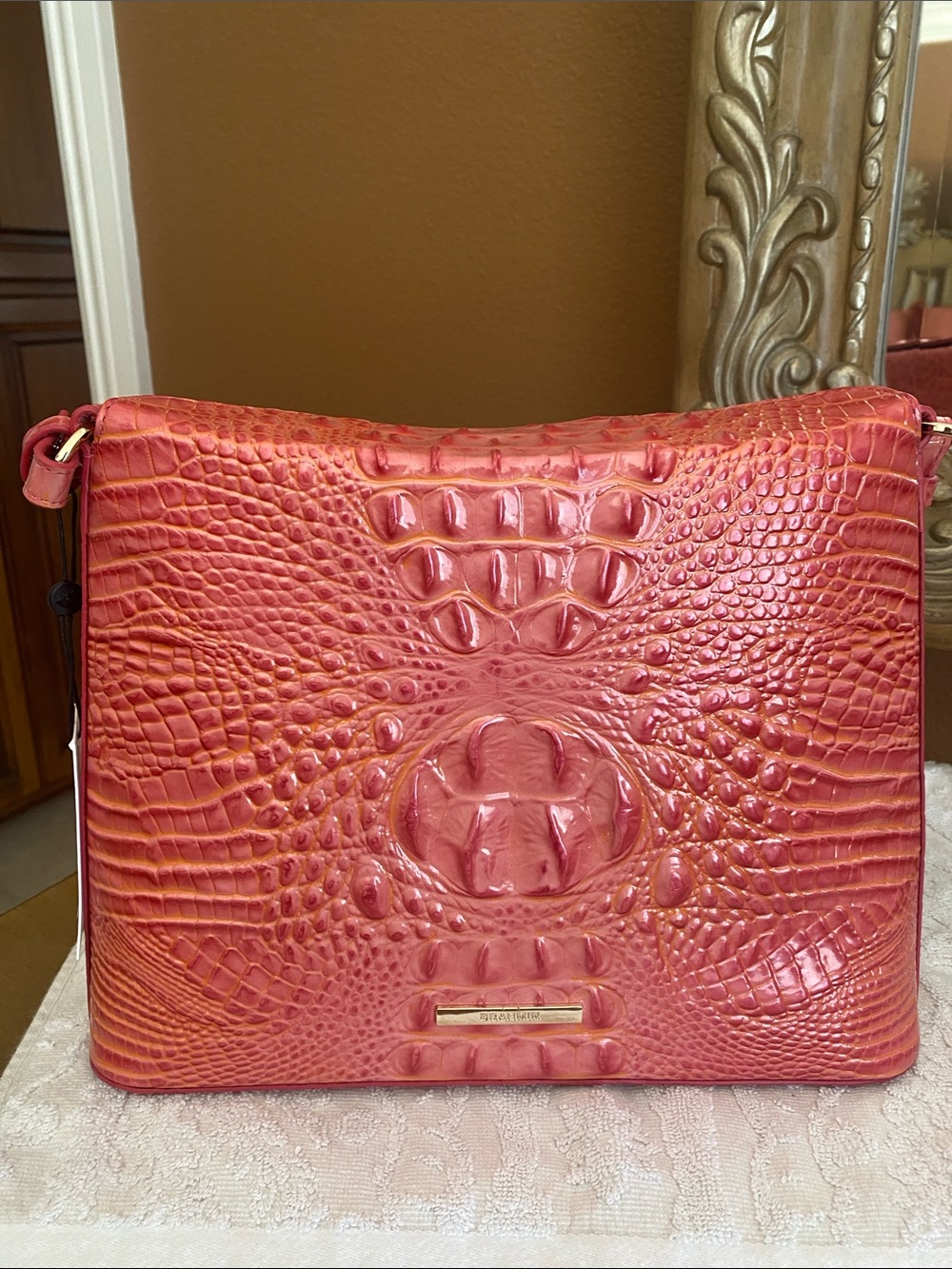 Brahmin Braelynn Shoulder Bag in Coral Snapdragon NWT